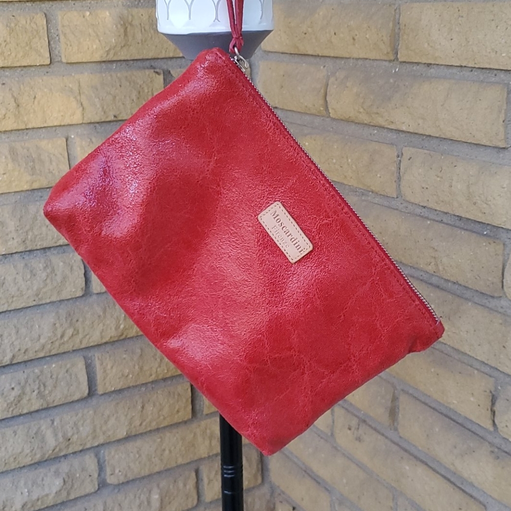 Italian Red Leather Wristlet